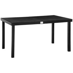 Trädgårdsbord Stabil Svart Aluminium för Trädgård och Altan Matbord för Sex Personer i Underhållsfri Plast Robust Modell 140 x 90 x 74 cm