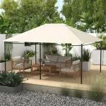 Ersättningstak Paviljongtak Kräm av Polyester för Trädgårdsmöbler och Paviljong Vattentät med UV-Skydd Väderbeständig Topp 3,97 x 2,97 m