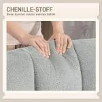 Fåtölj Roterbar Bred Ljusgrå Chenille och Stål för Vardagsrum Loungestol med Mjuk Sits och Vattenavvisande Tyg Modern Design Bekväm