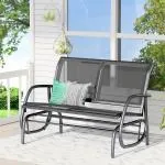 Gungstol Trädgårdsbänk Svart Metall för Trädgård och Terrass 2-Sits Parkbänk Väderbeständig och Bekväm 120 X 70 X 88 Cm