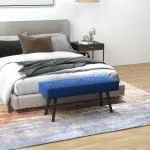 Stoppad Sängbänk, Sammetslook, Blå, 100 x 36 x 45 cm