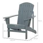 Adirondackstol med Mugghållare, Bekväm Trädgårdsstol i Massivt Trä, Klassisk Design för Uteplatsen, Mörkgrå, 97 x 72,5 x 93 cm