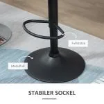 Barstolar i Konstläder 2-Pack, Snurrbara Köksstolar med Ryggstöd, Justerbar Höjd och Bekväm Sits, Svart, 51,5 x 57,5 x 93-114,5 cm