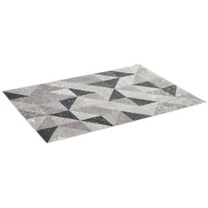 Modern Matta med Geometriskt Mönster, Mjuk Vardagsmatta i Fleece, Stilren Inredning för Vardagsrum och Kök, Grå/Svart/Vit, 170 x 120 cm