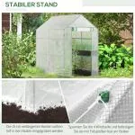 Växthus Stabil Grön Stål för Trädgård och Odling med Fyra Hyllplan och Dörr i PE-Plast Robust Konstruktion för Plantor 120 x 186 x 190 cm