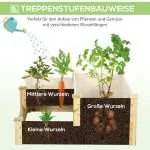 Upphöjd Bädd Odlingslåda Natur av Granträ för Trädgård och Balkong 3-Vånings Växtbädd för Blommor och Örter Stabil Konstruktion Planteringslåda