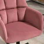 Skrivbordsstol Ergonomisk med Justerbar Höjd i Sammetsoptik för Kontor Ergonomisk och Stabil Rosa Tyg och Metall upp till 120 kg