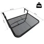 Hängbord för Balkongräcke Fyrkantigt Balkongbord Metall Höj- och Sänkbart Klaffbord för Små Utrymmen Svart 60 X 56,5 X 45 Cm