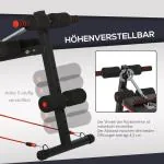 Sit Up Bench Buktränare Justerbar och Hopfällbar Multifunktionell Träningsbänk med Träningslinor upp till 110 Kg Stål Svart Röd