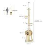 Skrapstolpe Kattträd Beige av Sisal och Plysch för Katter upp till 5 kg med Tippskydd Grotta och Hängmatta 225-255 cm