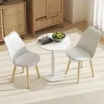 Runt Matbord för 2 Personer för Inomhus- och Utomhusbruk i Modern Design Hållbar och Stabil Vit Stål för Kök och Altan samt Terrass