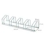 Cykelställ för 5 Cyklar, Robust Parkeringsställ för Golv eller Vägg, Väderbeständig Förvaring av Cyklar, Silver, 145 x 33 x 27 cm