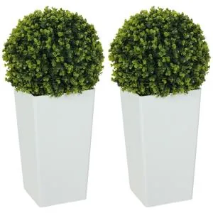 Konstväxt Eukalyptus 2-pack Grön Plast för Inomhus och Utomhus Konstgjord Växt Boll med UV-skydd i Kruka 65 cm