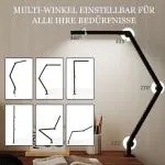 Skrivbordslampa med Klämfäste Svart Metall och Plast för Kontor LED Arbetslampa med Justerbar Arm och Ljusstyrka Ögonvänlig Belysning Modern Design