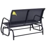 Gungstol Trädgårdsbänk Svart Metall för Trädgård och Terrass 2-Sits Parkbänk Väderbeständig och Bekväm 120 X 70 X 88 Cm