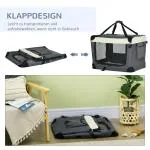 Transportväska Prisvärd Grå Tyg för Hund och Katt med Hopfällbar Design och Tre Dörrar Stabil Box för Resor och Transport 70 x 51 x 50 cm