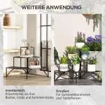 Växtställ Blomsterhylla med 3 Våningar Svart av Metall för Inomhusbruk och Balkong Blomstertrappa för Dekoration 60 cm
