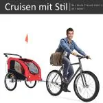 Hundvagn Cykelvagn 2 i 1 Jogger Röd Svart Oxford Tyg för Hundar och Husdjur Hopfällbar med Regnskydd 155 X 83 X 108 Cm