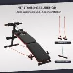 Sit Up Bench Buktränare Justerbar och Hopfällbar Multifunktionell Träningsbänk med Träningslinor upp till 110 Kg Stål Svart Röd