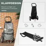 Cykelkärra och Shoppingvagn 2-i-1, Smidig Transportvagn med Väska, Praktisk Handkärra för Handling, Grå/Silver, 53 x 43 x 110 cm