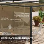 Pergola Trädgårdspaviljong med Justerbart Tak Khaki av Stål för Terrass och Trädgård Fristående Solskydd 4 x 3 m