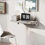 Väggmonterat Fällbord Ek Spånskiva för Trånga Utrymmen och Kök Platsbesparande Skrivbord med Rundade Hörn Praktisk Arbetsyta Hopfällbar 60 x 40 cm