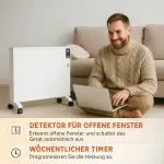 Elektrisk Värme element med Hjul, Portabel Värmare med Fjärrkontroll och Timer, Effektiv Uppvärmning för 15 m², Vit, 75 x 7,5 x 58,5 cm, 2000 W