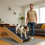 Hundgunga Agilityhinder 2-i-1 Vippbräda Natur av Trä för Små Hundar Agility Ramp för Balans och Träning 80 x 39,5 x 20 cm