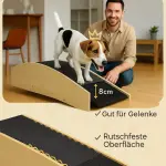 Hundgunga Agilityhinder 2-i-1 Vippbräda Natur av Trä för Små Hundar Agility Ramp för Balans och Träning 80 x 39,5 x 20 cm