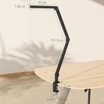 Skrivbordslampa med Klämfäste Svart Metall och Plast för Kontor LED Arbetslampa med Justerbar Arm och Ljusstyrka Ögonvänlig Belysning Modern Design