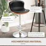 Köksbarstol 2-Pack Höj- och Sänkbar Vridbar med Fot- och Ryggstöd Konstläder upp till 120 Kg Svart 46 X 53,5 X 85-106 Cm