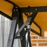 Hammock Trädgårdsgunga 3-Sits Beige av Tyg och Metall för Trädgård och Terrass Gunga med Justerbart Soltak 220 kg 138 x 106 x 174 cm