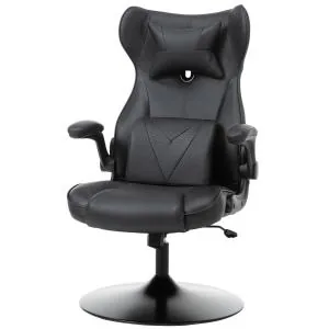 Ergonomisk Gamingstol med Gungfunktion, Bekväm Kontorsstol i Konstläder, Höj- och Sänkbar Sits för Spel och Arbete, Svart