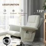 Relaxstol Liggfåtölj Roterande Massagestol med Fotpall Krämvit av Linnelook och Stål för Vardagsrum Elektrisk Fåtölj med Fjärrkontroll