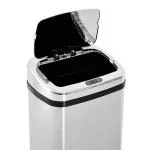 Automatisk Soptunna med Sensor Rostfritt Stål Beröringsfri Avfallshantering Silver 50 L