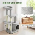 Klösträd Mellanhög Ljusgrå Sisal och Plysch för Katter Klösmöbel med Grotta och Plattform Stabil Lekplats 114 cm