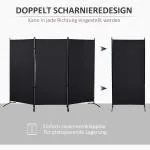 Rumsavdelare, 3-panelers Sekretessskärm, Metallram, Svart
