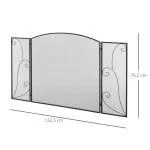 Eldstadsgaller Gnistskydd Svart av Metall för Eldstad och Ugn 3 Paneler Fällbart Skyddsgaller Säkert Eldstadsområde 132,5 x 76,5 cm