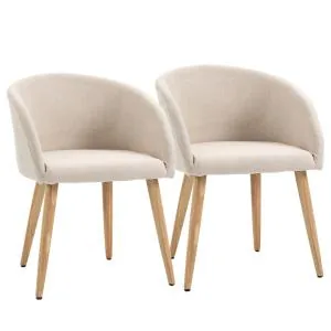 Matsalsstolar 2-pack Prisvärd Beige Tyg för Kök och Matsal i Skandinavisk Design med Ben i Trä Hållbar Modell Upp till 150 kg