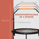 Studsmatta Fitness Rebounder Hopfällbar Svart av Stål och Tyg för Vuxna Ministudsmatta med Handtag 100 kg Ø 102 cm