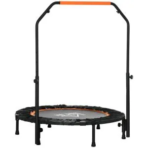 Studsmatta Fitness Rebounder Hopfällbar Svart av Stål och Tyg för Vuxna Ministudsmatta med Handtag 100 kg Ø 102 cm