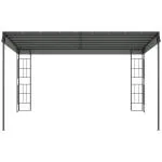Pergola med Justerbart Tak, Modern Trädgårdspaviljong i Metall, Skapar Skugga och Rumskänsla på Uteplatsen, Grå, 4 x 3 m