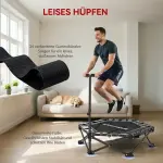 Träningsstudsmatta med Handtag Svart Stål och PP för Fitness och Cardio Hopfällbar Studsmatta med Bärväska och Justerbart Grepp Tål 120 kg Stabil