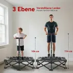 Träningsstudsmatta med Handtag Svart Stål och PP för Fitness och Cardio Hopfällbar Studsmatta med Bärväska och Justerbart Grepp Tål 120 kg Stabil