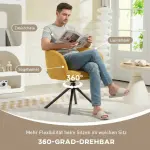 Vridbar Stoppad Fåtölj med Bekvämt Sittskal och Mysig Klädsel, upp till 120 kg, Gul