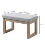 Fotpall Stoppad Pall Grå av Tyg och Trä för Vardagsrum och Entrébänk Modern Design med Träben Bekväm Sittplats 68 x 38 x 42 cm