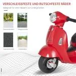Elektrisk Motorcykel Vespa för Barn, Licensierad Leksaksmotorcykel med Stödhjul och LED-Ljus, Rolig Körupplevelse, Röd, 66,5 x 38 x 52 cm