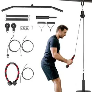 Fitness Dragmaskin och Latsdrag Fitnessmaskin med Kabeldrag för Hemmagym Hållbar och Stabil Svart och Röd Stål för Armträning