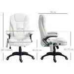 Kontorsstol Chefsstol Vit av Teddy Sammet och Metall för Kontor Massagefunktion med Värme och Fotstöd 67 x 74 x 107-116 cm