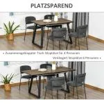 Utdragbart Matbord i Industriell Stil, Robust Köksbord med Metallben, Flexibel Matplats för 6 Personer, Svart/Brun, 120-160 x 80 cm